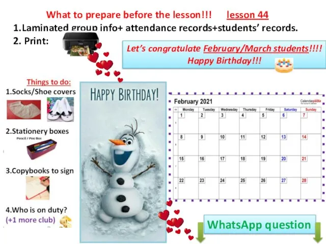 What to prepare before the lesson!!! lesson 44 1.Laminated group info+