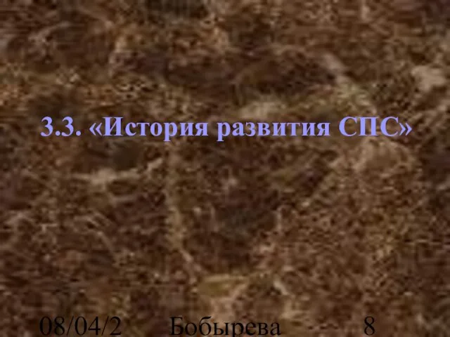 08/04/2023 Бобырева М. А. 3.3. «История развития СПС»