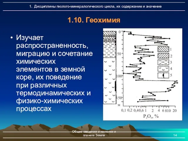 Общие сведения и геологии и планете Земля 1.10. Геохимия Изучает распространенность,