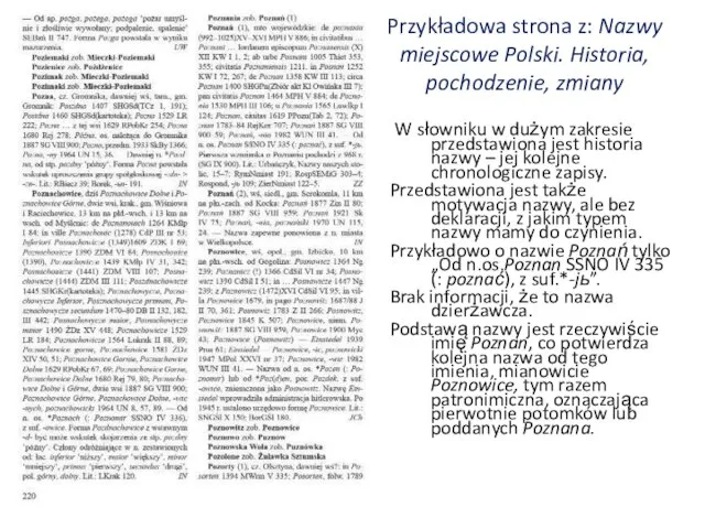 Przykładowa strona z: Nazwy miejscowe Polski. Historia, pochodzenie, zmiany W słowniku