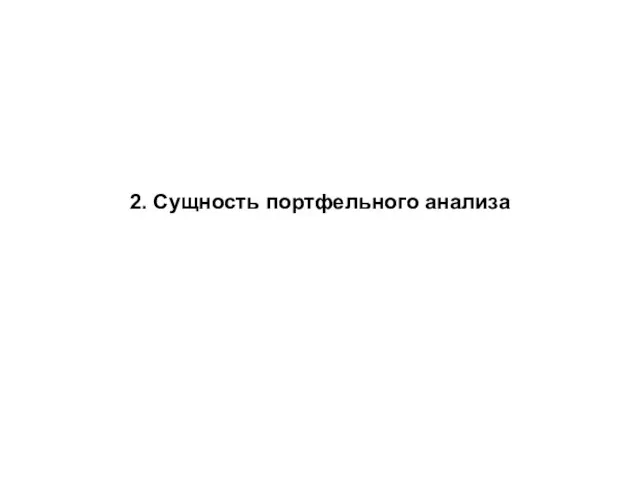 2. Сущность портфельного анализа