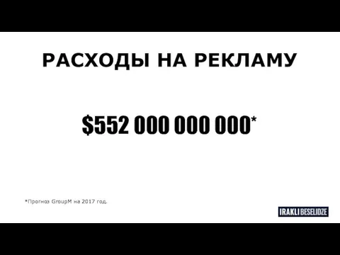 $552 000 000 000* РАСХОДЫ НА РЕКЛАМУ *Прогноз GroupM на 2017 год.