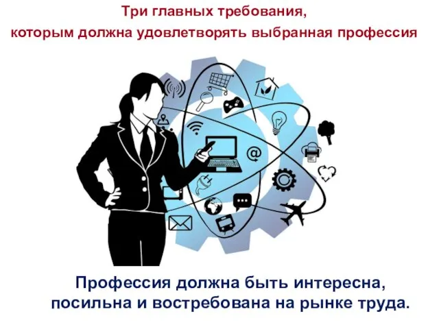 Профессия должна быть интересна, посильна и востребована на рынке труда. Три