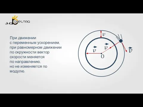 v O При движении с переменным ускорением, при равномерном движении по