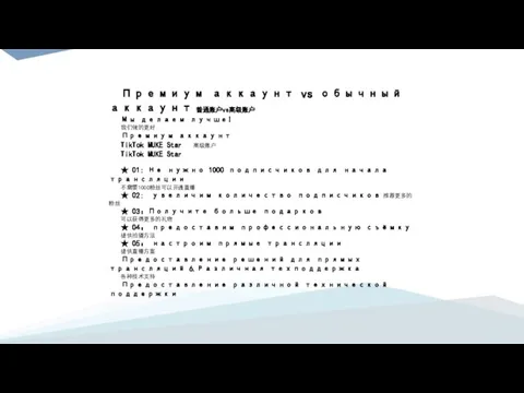 Премиум аккаунт vs обычный аккаунт 普通账户vs高级账户 Мы делаем лучше! 我们做的更好 Премиум