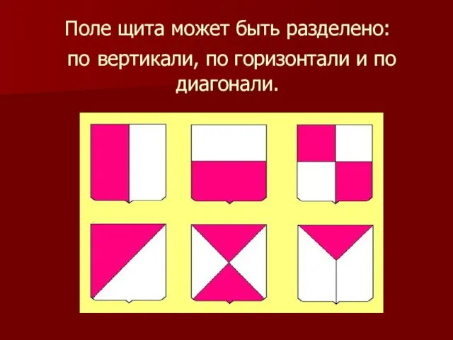 Поле щита может быть разделено: по вертикали, по горизонтали и по диагонали.