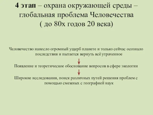 4 этап – охрана окружающей среды – глобальная проблема Человечества (