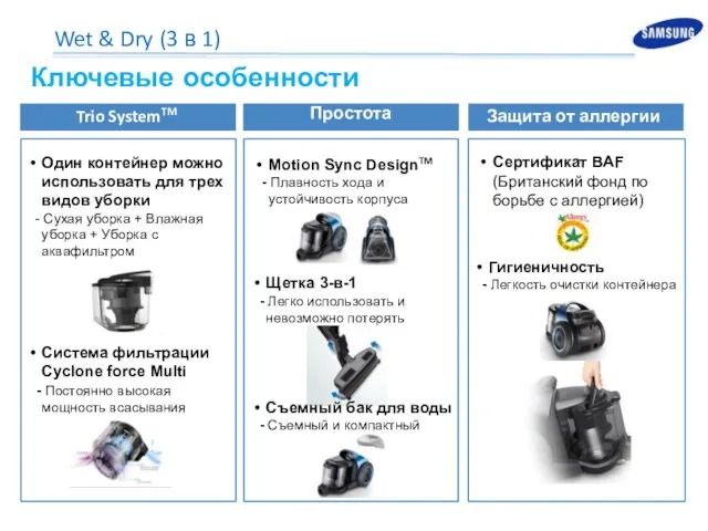 Ключевые особенности Щетка 3-в-1 - Легко использовать и невозможно потерять Гигиеничность