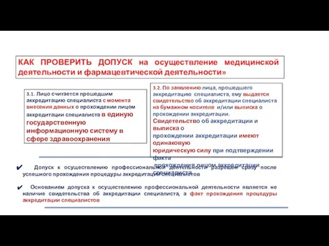 КАК ПРОВЕРИТЬ ДОПУСК на осуществление медицинской деятельности и фармацевтической деятельности» 3.1.