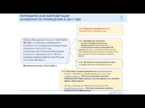 Приказ Минздрава России от 09.07.2021 № 746н «О внесении изменений в