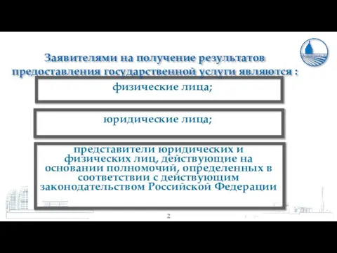 Заявителями на получение результатов предоставления государственной услуги являются :