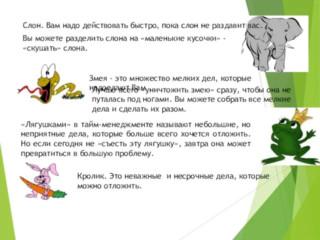 Слон. Вам надо действовать быстро, пока слон не раздавит вас. Вы