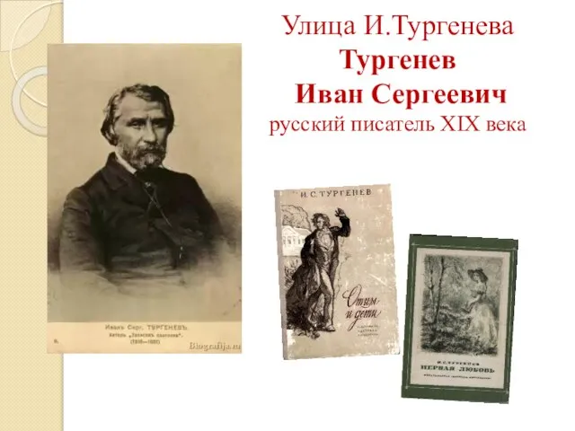 Улица И.Тургенева Тургенев Иван Сергеевич русский писатель XIX века