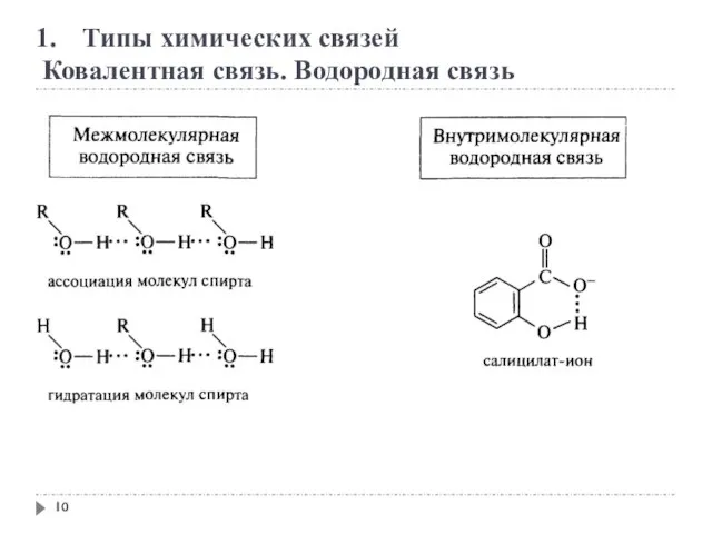 Типы химических связей Ковалентная связь. Водородная связь