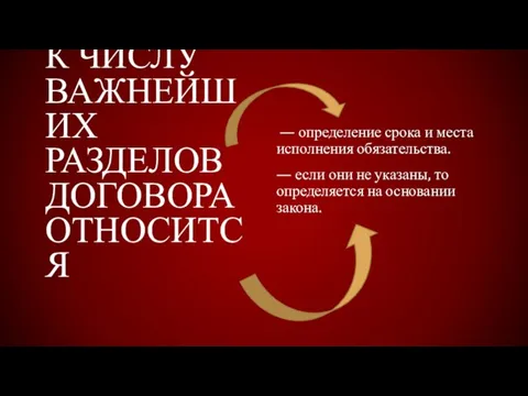 К ЧИСЛУ ВАЖНЕЙШИХ РАЗДЕЛОВ ДОГОВОРА ОТНОСИТСЯ — определение срока и места