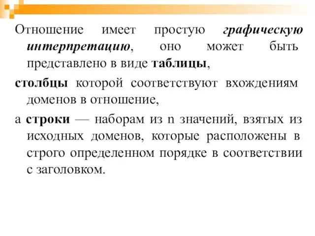 Отношение имеет простую графическую интерпретацию, оно может быть представлено в виде