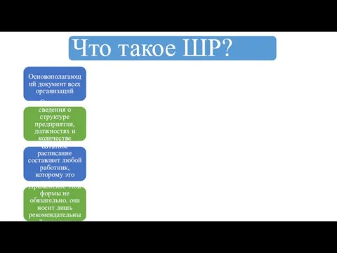 Что такое ШР? Основополагающий документ всех организаций Содержит сведения о структуре