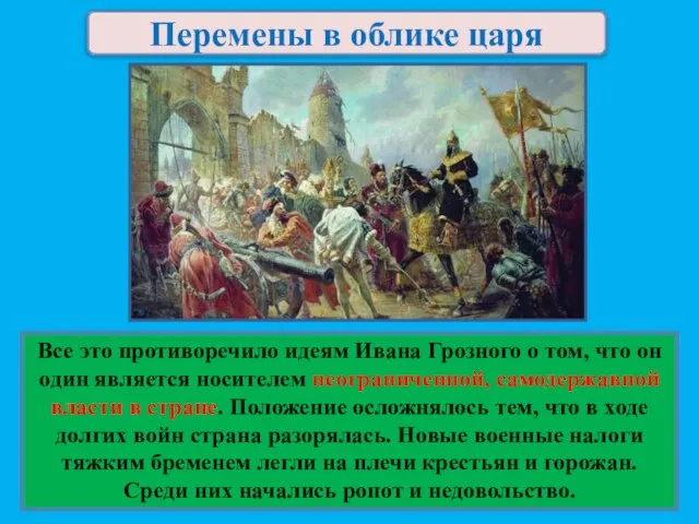 Перемены в облике царя Все это противоречило идеям Ивана Грозного о