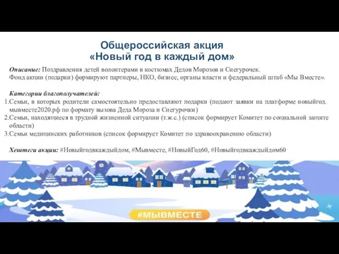 Общероссийская акция «Новый год в каждый дом» Описание: Поздравления детей волонтерами