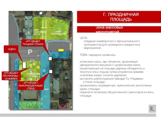 Г. ПРАЗДНИЧНАЯ ПЛОЩАДЬ Зона массовых мероприятий СЦЕНА ЦЕЛЬ: создание комфортного и