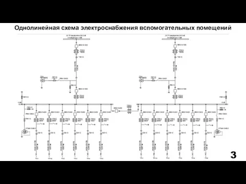 Однолинейная схема электроснабжения вспомогательных помещений 3