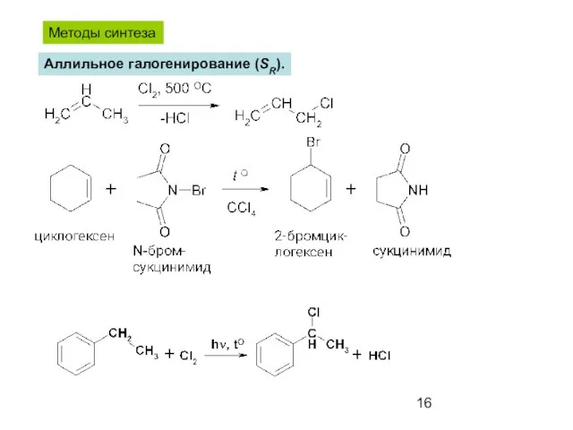 Аллильное галогенирование (SR). Методы синтеза