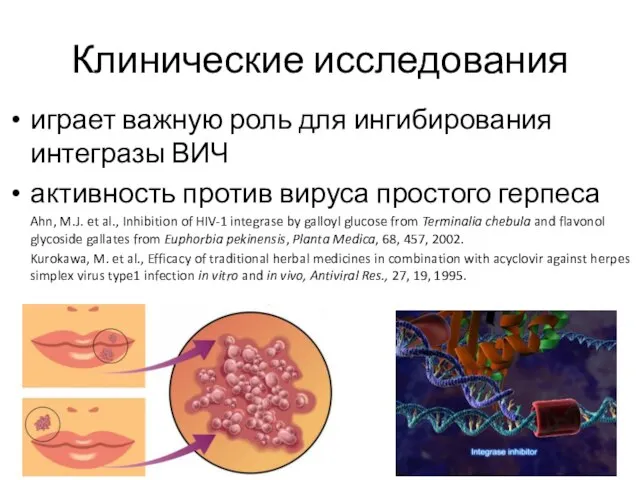 Клинические исследования играет важную роль для ингибирования интегразы ВИЧ активность против