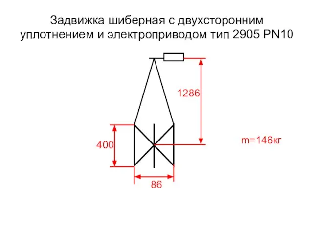 Задвижка шиберная c двухсторонним уплотнением и электроприводом тип 2905 PN10 86 1286 400 m=146кг