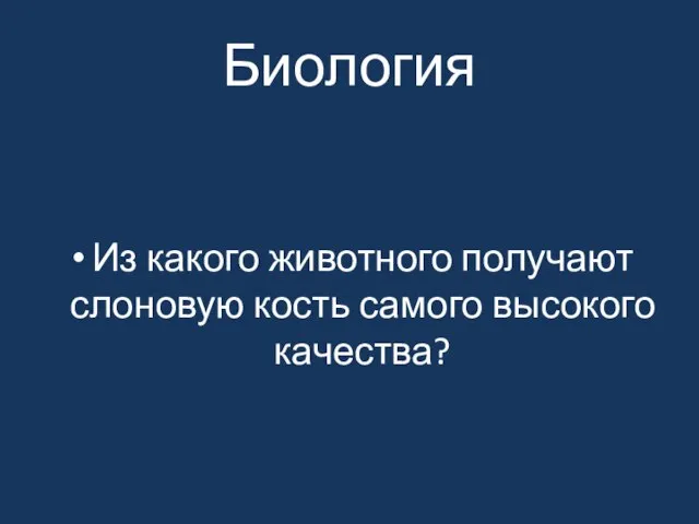 Биология Из какого животного получают слоновую кость самого высокого качества?