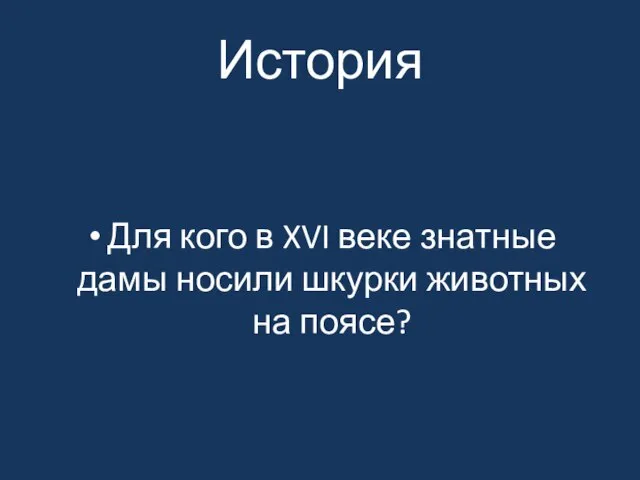 История Для кого в XVI веке знатные дамы носили шкурки животных на поясе?