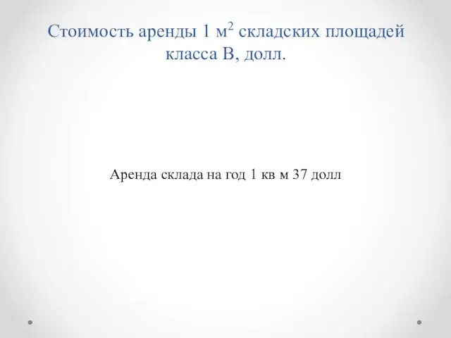 Стоимость аренды 1 м2 складских площадей класса В, долл. Аренда склада