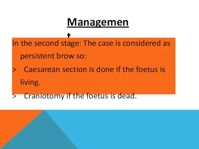 Management In the second stage: The case is considered as persistent