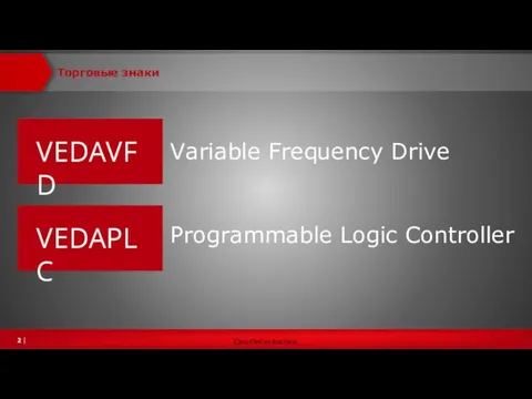 Торговые знаки VEDAVFD VEDAPLC Variable Frequency Drive Programmable Logic Controller