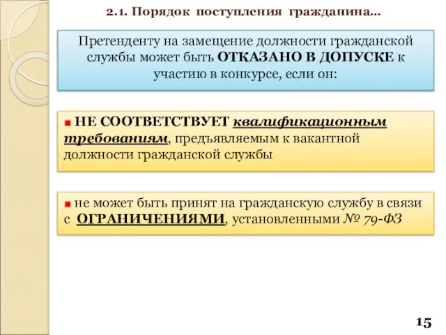 Претенденту на замещение должности гражданской службы может быть ОТКАЗАНО В ДОПУСКЕ