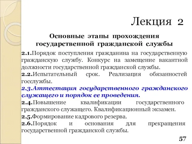 Основные этапы прохождения государственной гражданской службы 2.1.Порядок поступления гражданина на государственную