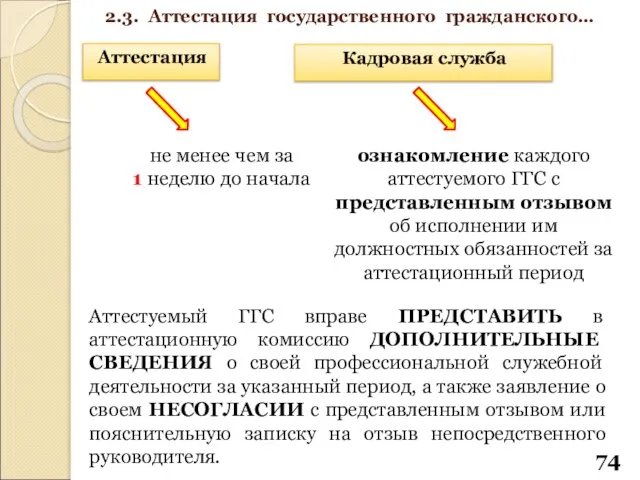 Аттестация не менее чем за 1 неделю до начала Кадровая служба