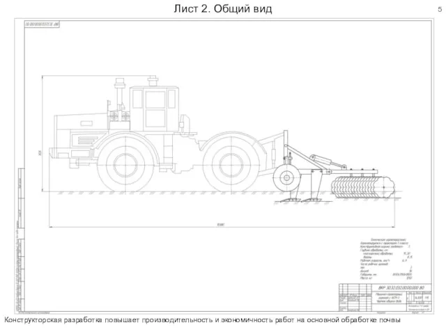 Лист 2. Общий вид Конструкторская разработка повышает производительность и экономичность работ на основной обработке почвы