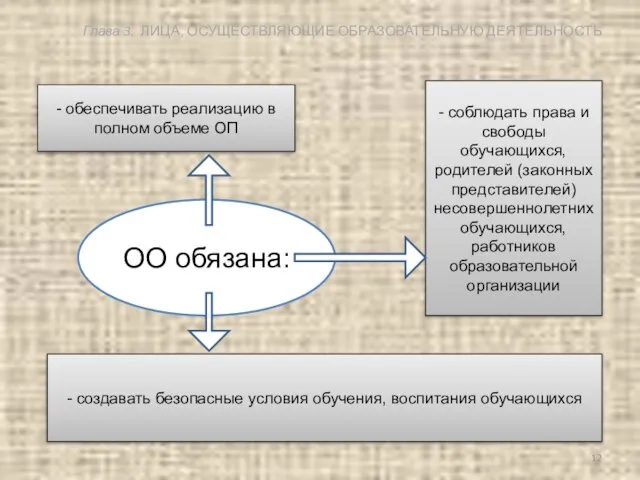 ОО обязана: - обеспечивать реализацию в полном объеме ОП - создавать