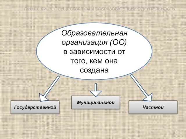 Образовательная организация (ОО) в зависимости от того, кем она создана Государственной