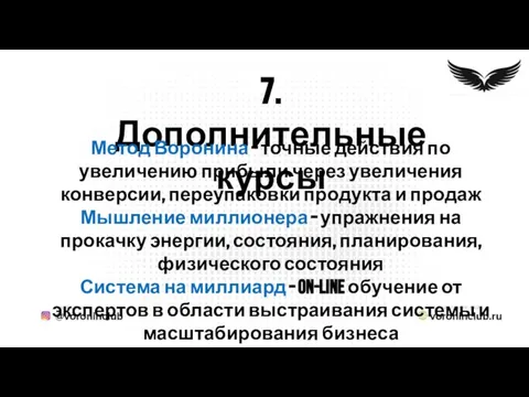 7. Дополнительные курсы Метод Воронина – точные действия по увеличению прибыли