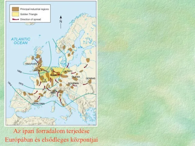 Az ipari forradalom terjedése Európában és elsődleges központjai