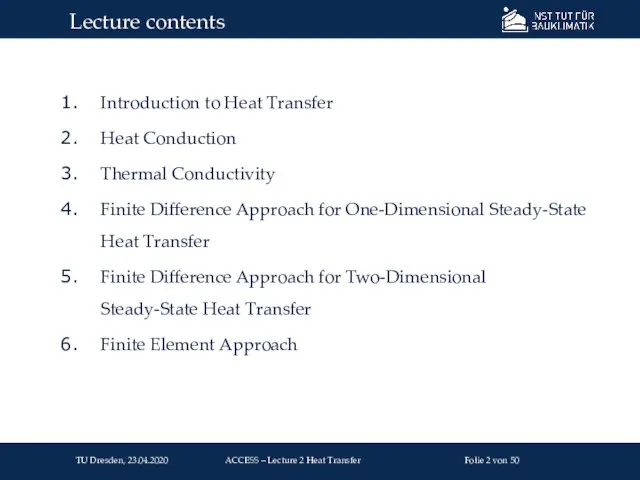 Introduction to Heat Transfer Heat Conduction Thermal Conductivity Finite Difference Approach