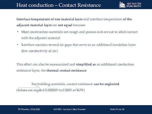 Interface temperature of one material layer and interface temperature of the