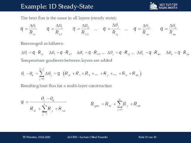 The heat flux is the same in all layers (steady state):