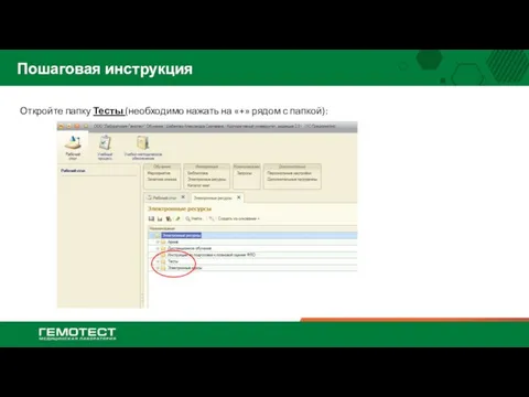 Пошаговая инструкция Откройте папку Тесты (необходимо нажать на «+» рядом с папкой):