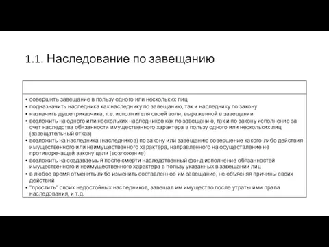 1.1. Наследование по завещанию