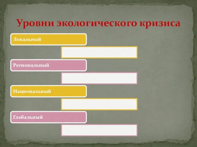 Локальный Региональный Национальный Глобальный Уровни экологического кризиса