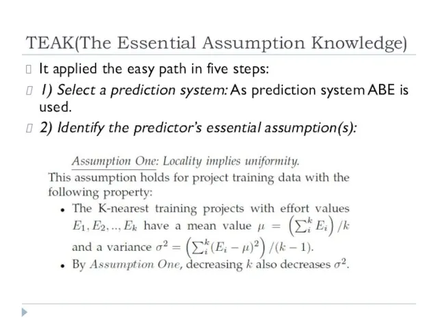 TEAK(The Essential Assumption Knowledge) It applied the easy path in five