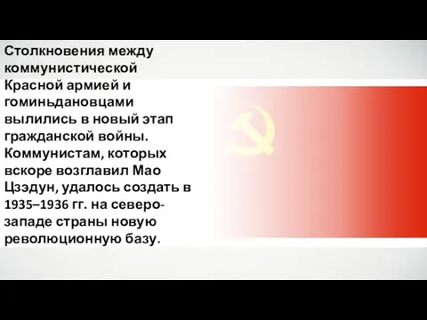 Столкновения между коммунистической Красной армией и гоминьдановцами вылились в новый этап