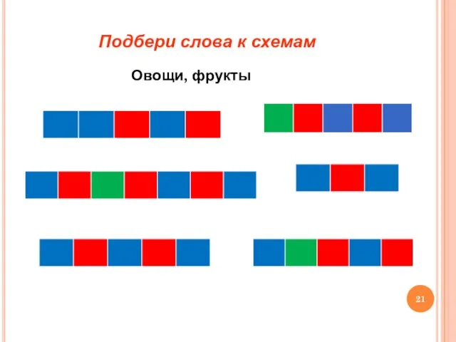 Подбери слова к схемам Овощи, фрукты